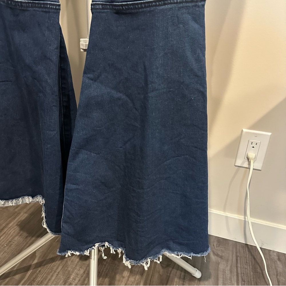 Dark Blue Flare Women's Jeans - Classic High-Waist - Picture 3 of 11